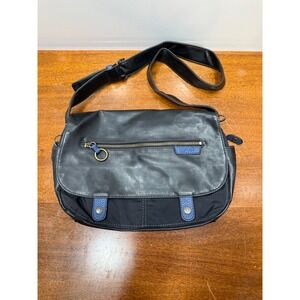 VTG Y2K Esprit Black Messenger Bag Crossbody Shoulder Bag Flap Striped Lined‎